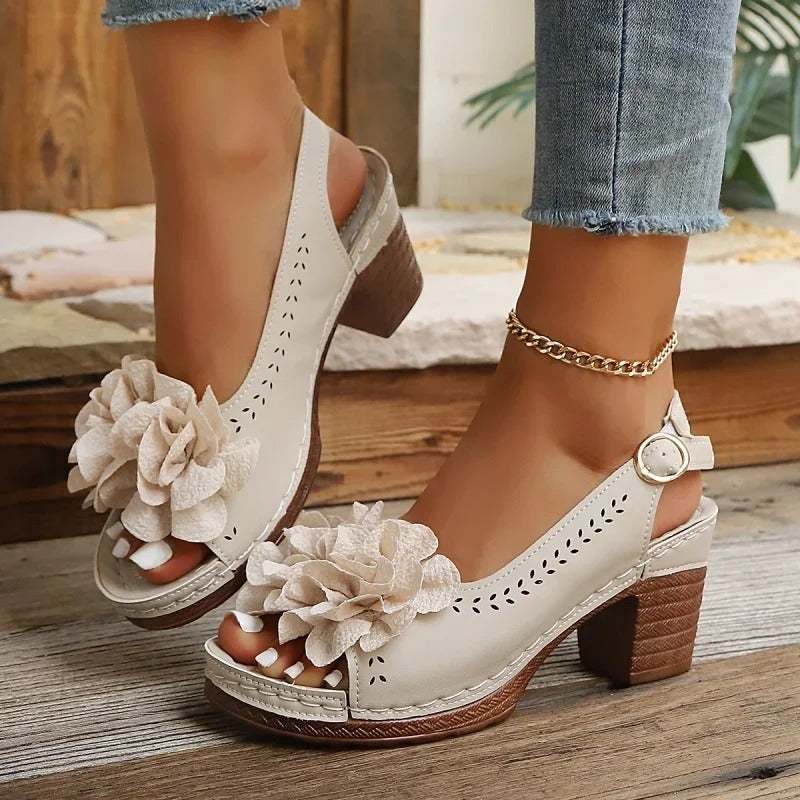 Women's Heeled Sandals with Adjustable Strap and Cushioned Insole