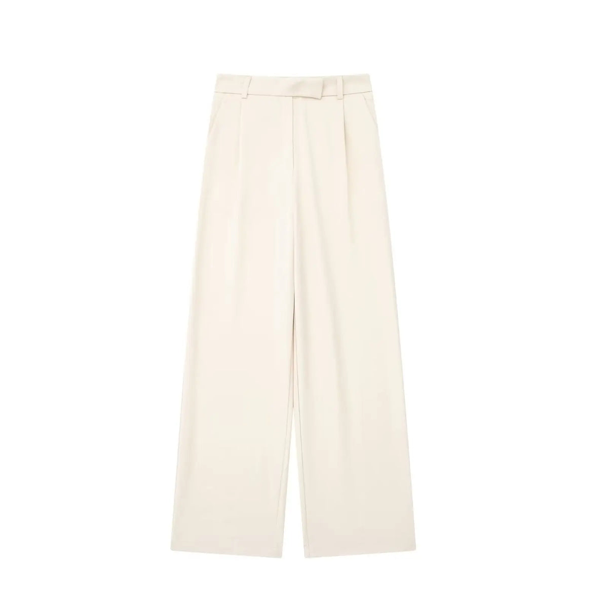 Women's High-Waist Wide-Leg Trousers with Front Pleats | Full Length