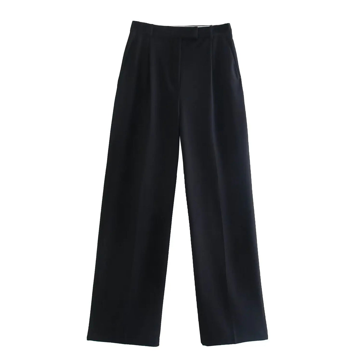 Women's High-Waist Wide-Leg Trousers with Front Pleats | Full Length