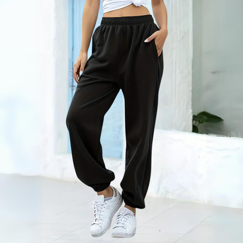 Women's High-Waisted Baggy Sweatpants - Loose Fit for Freedom of Movement and a Casual Look