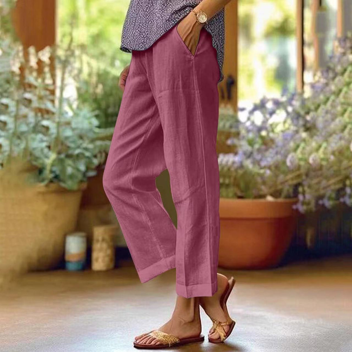 Women's High-Waisted Cropped Trousers