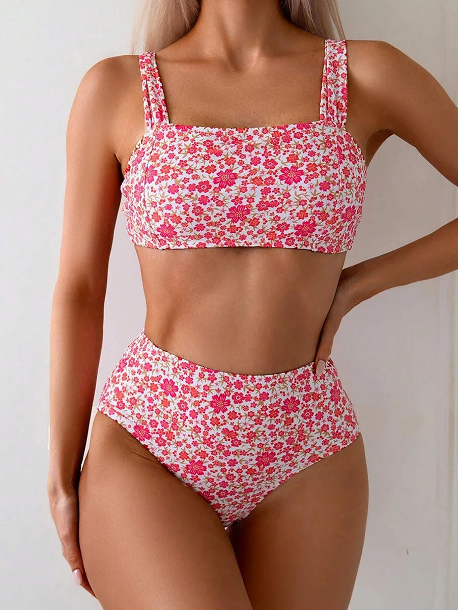 Women's High-Waisted Floral Print Bikini Set