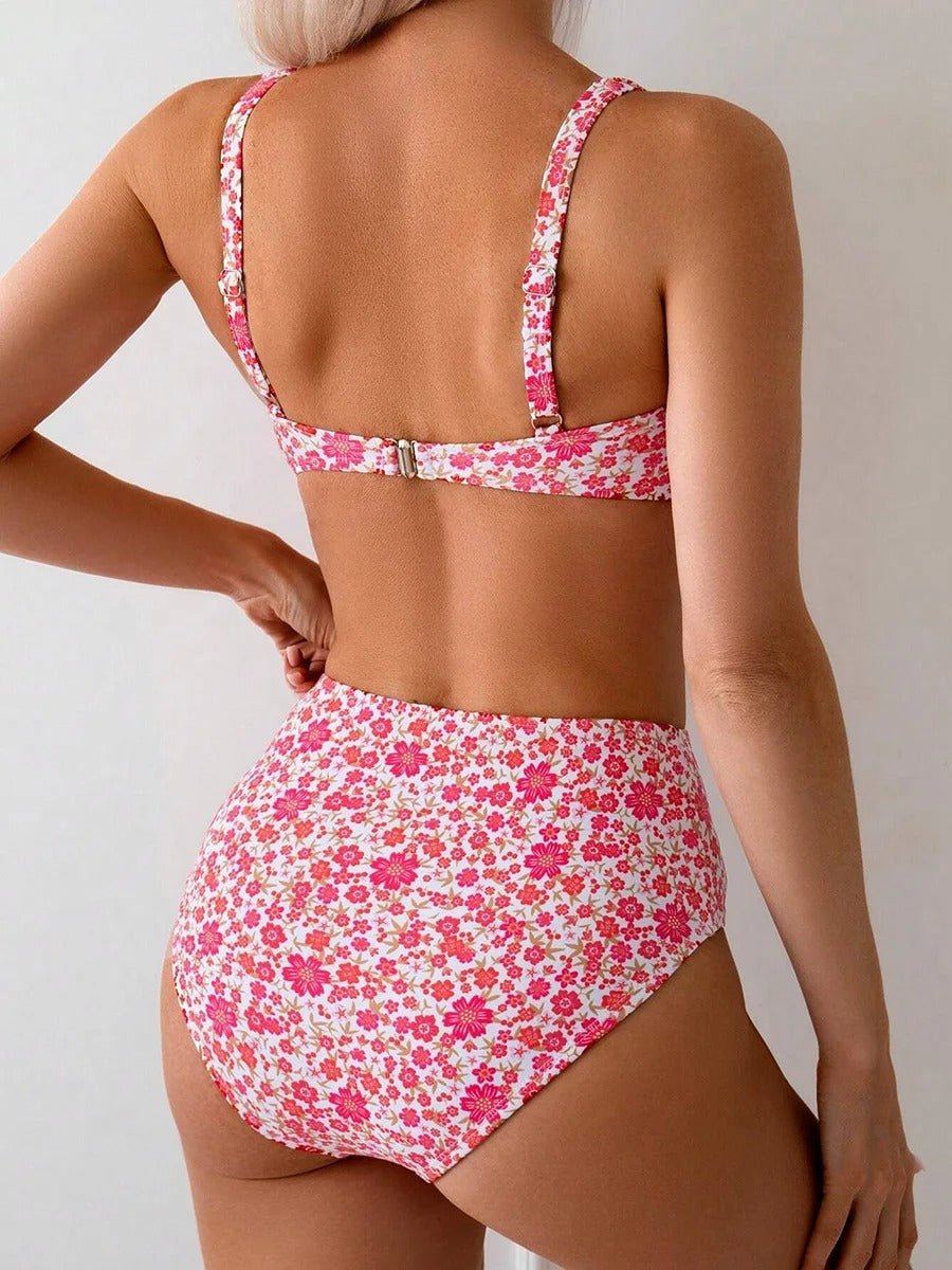 Women's High-Waisted Floral Print Bikini Set