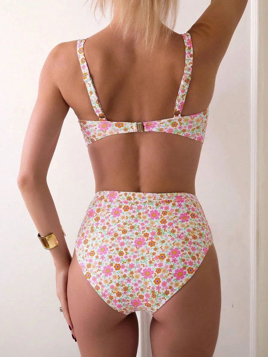Women's High-Waisted Floral Print Bikini Set