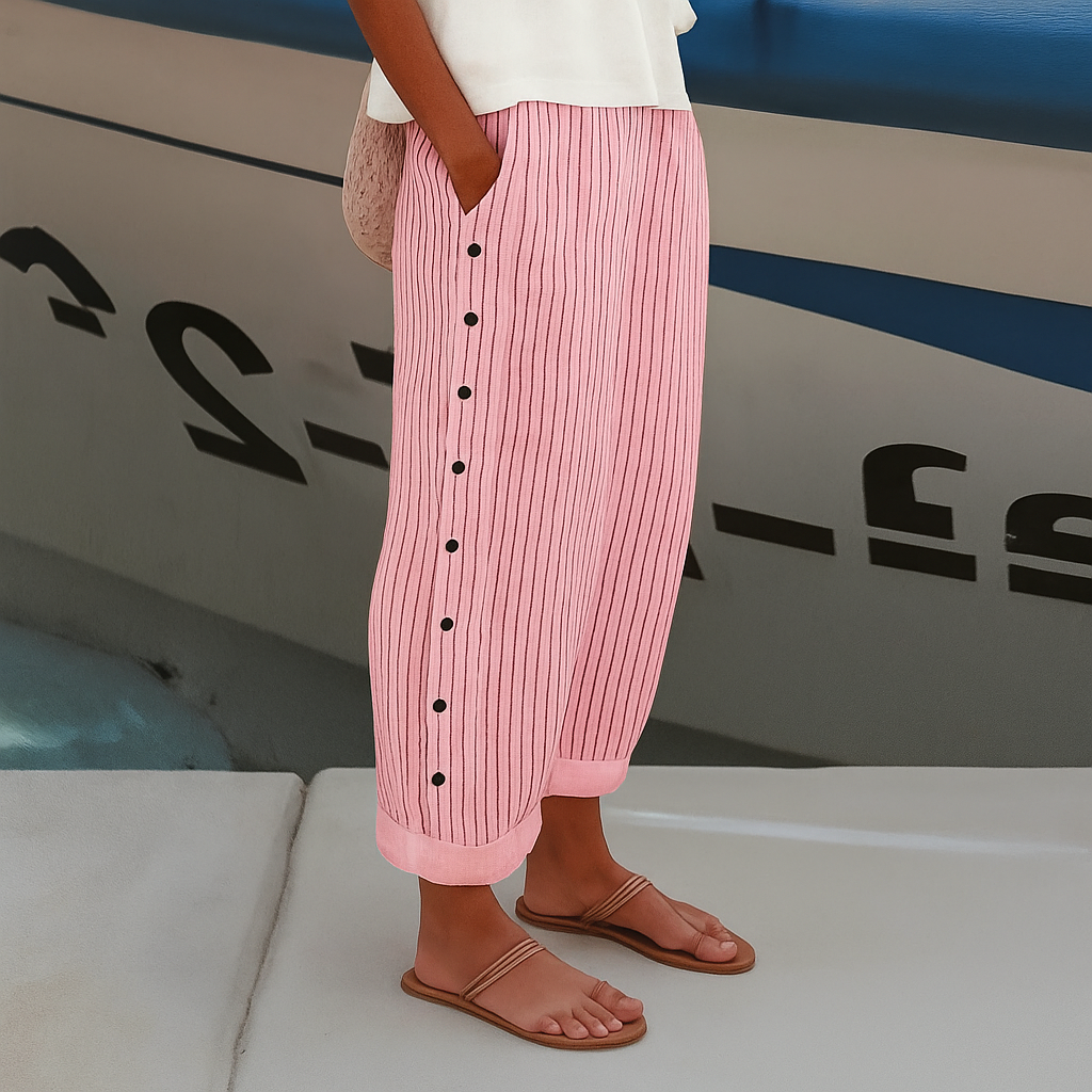 Women's High-Waisted Striped Wide-Leg Pants