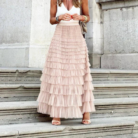 Women's High-Waisted Tiered Maxi Skirt