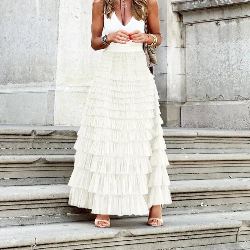 Women's High-Waisted Tiered Maxi Skirt