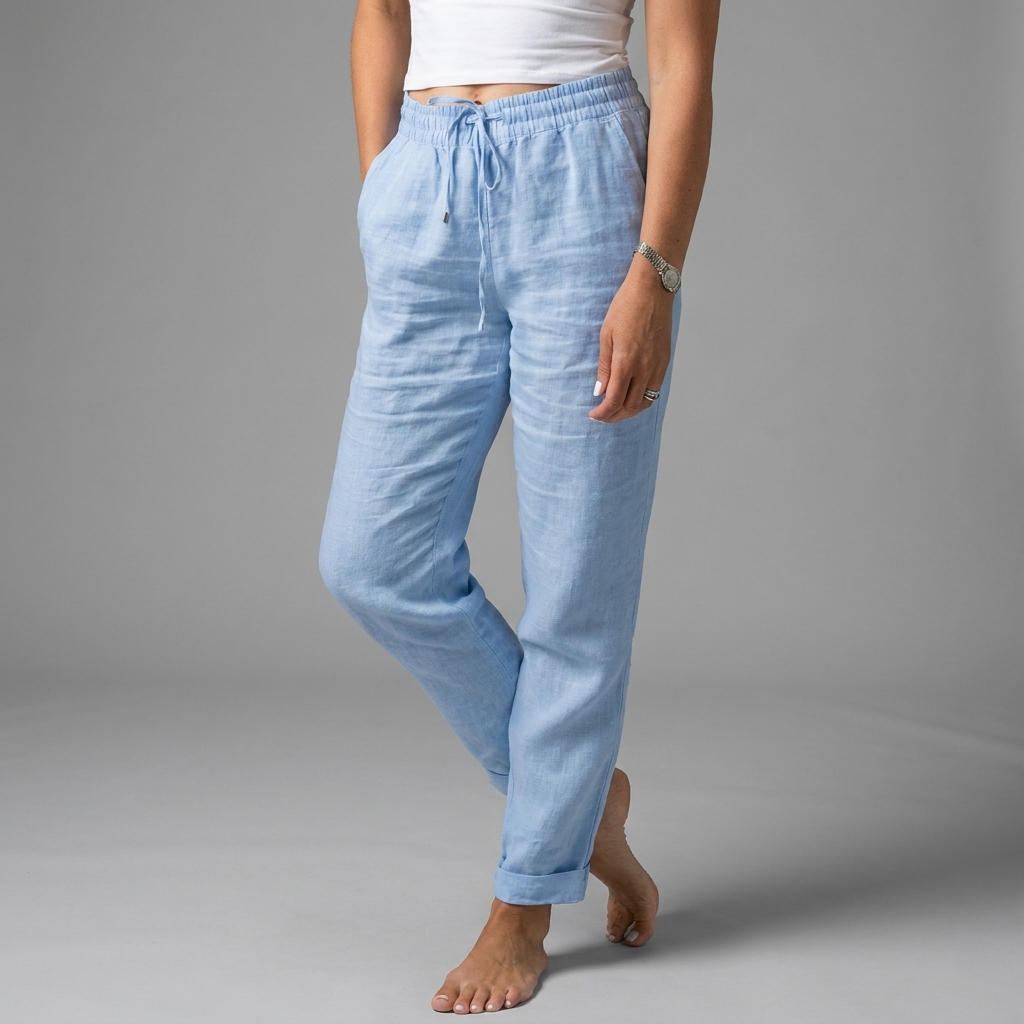 Women's High-Waisted Trousers with Elastic Waistband