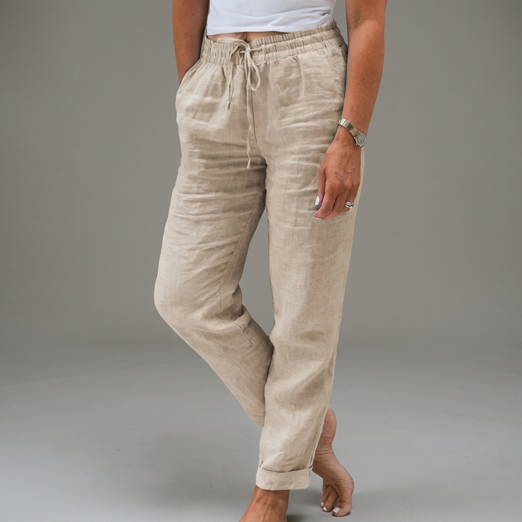 Women's High-Waisted Trousers with Elastic Waistband