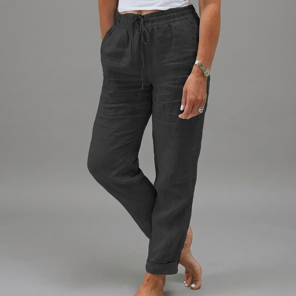 Women's High-Waisted Trousers with Elastic Waistband