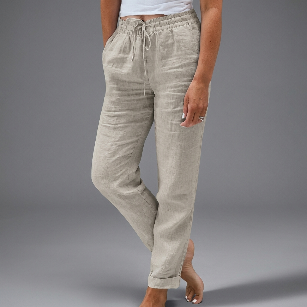 Women's High-Waisted Trousers with Elastic Waistband