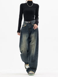 Women's High-Waisted Wide-Leg Vintage Baggy Jeans – Casual and Comfortable