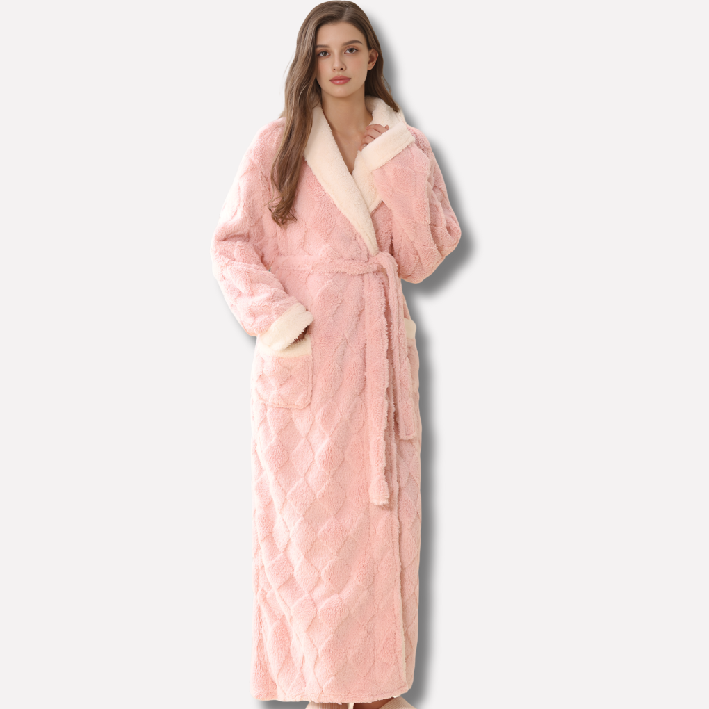 Women's Hooded Bathrobe - Warm Plush Lounging Robe
