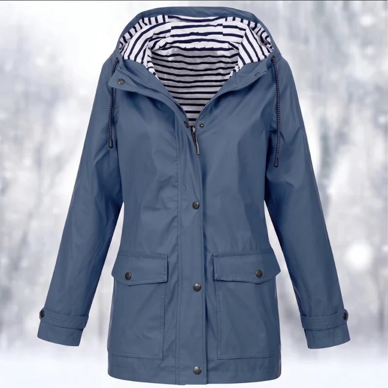 Women's Hooded Button-Front Raincoat