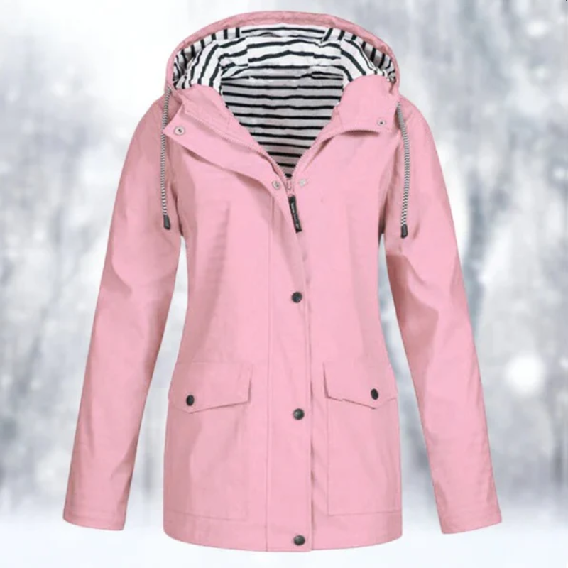 Women's Hooded Button-Front Raincoat