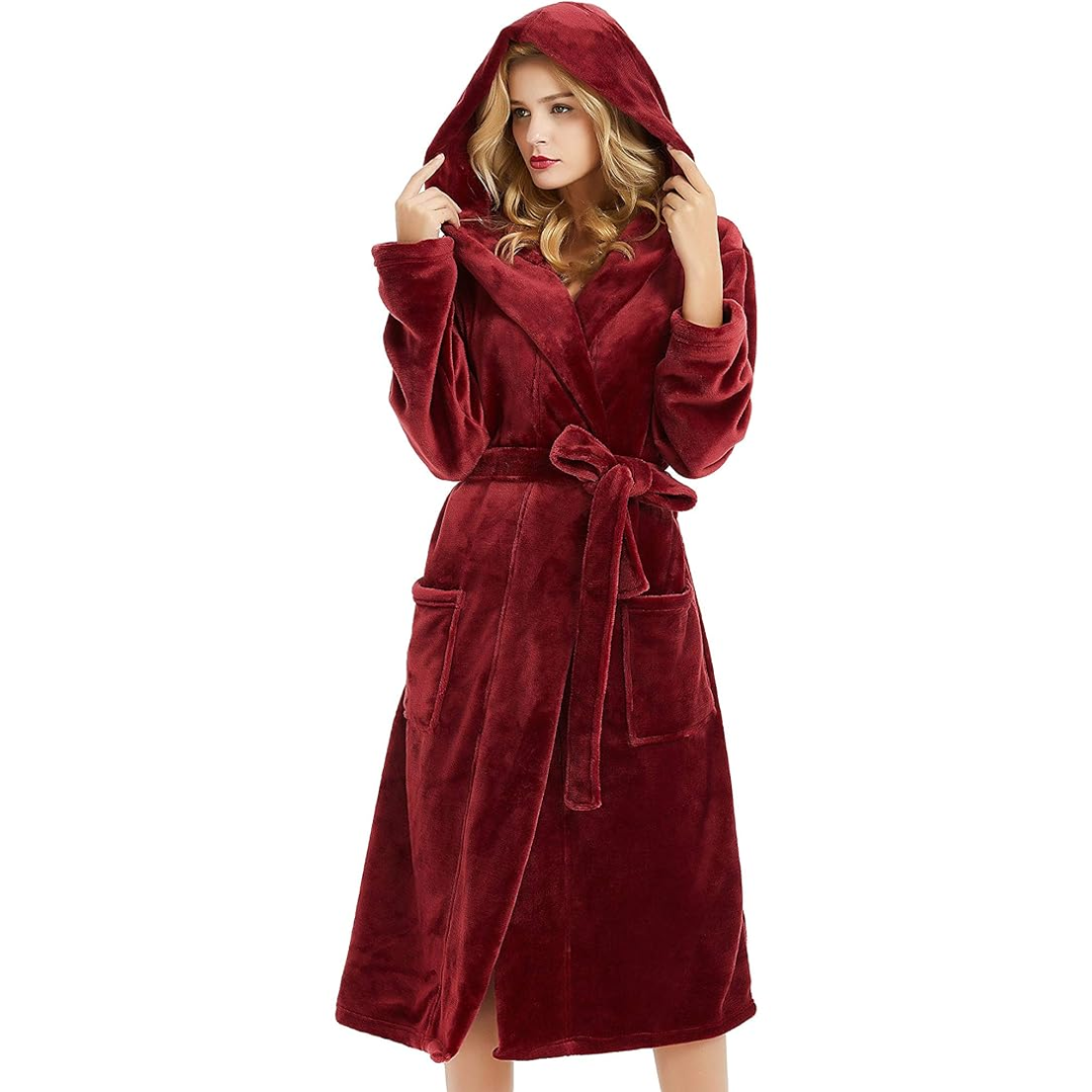 Women's Hooded Fleece Dressing Gown