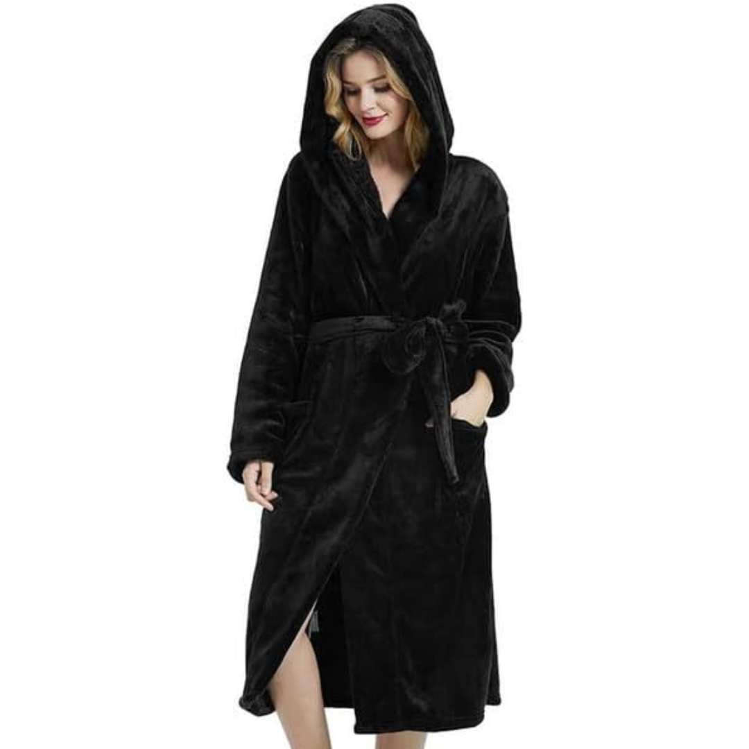 Women's Hooded Fleece Dressing Gown