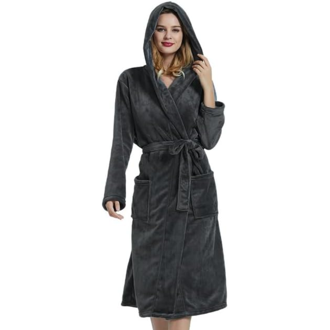 Women's Hooded Fleece Dressing Gown