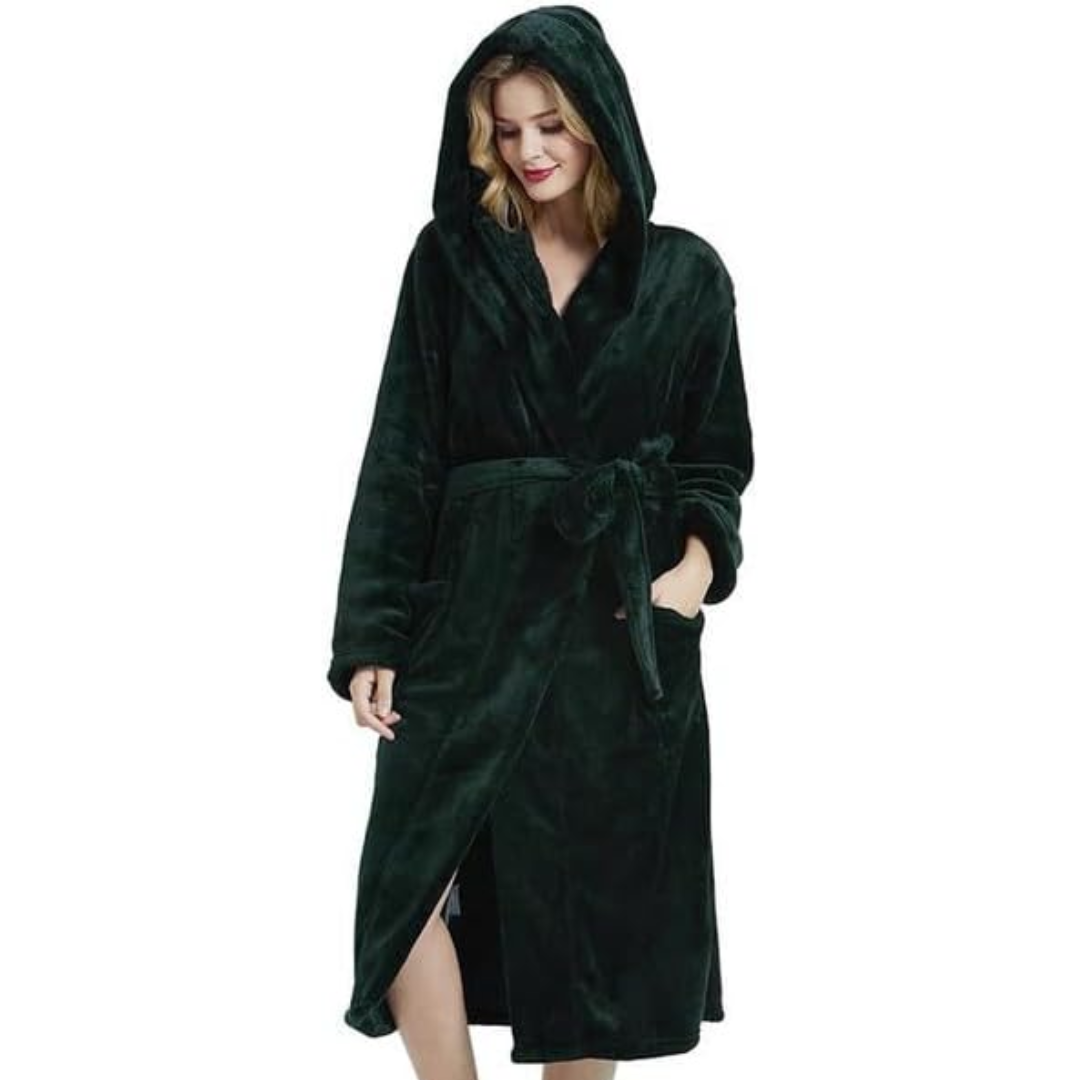 Women's Hooded Fleece Dressing Gown