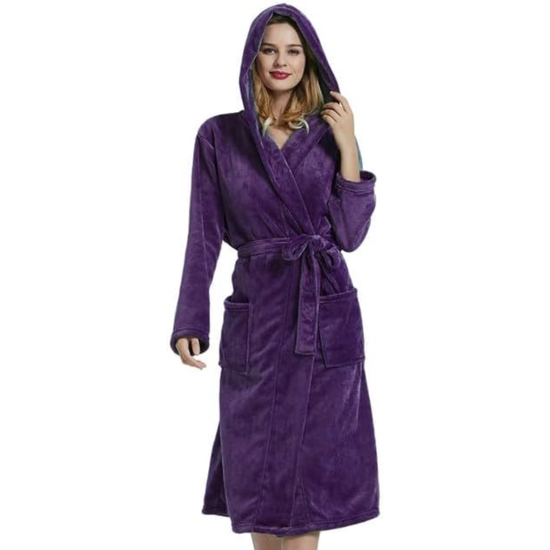 Women's Hooded Fleece Dressing Gown
