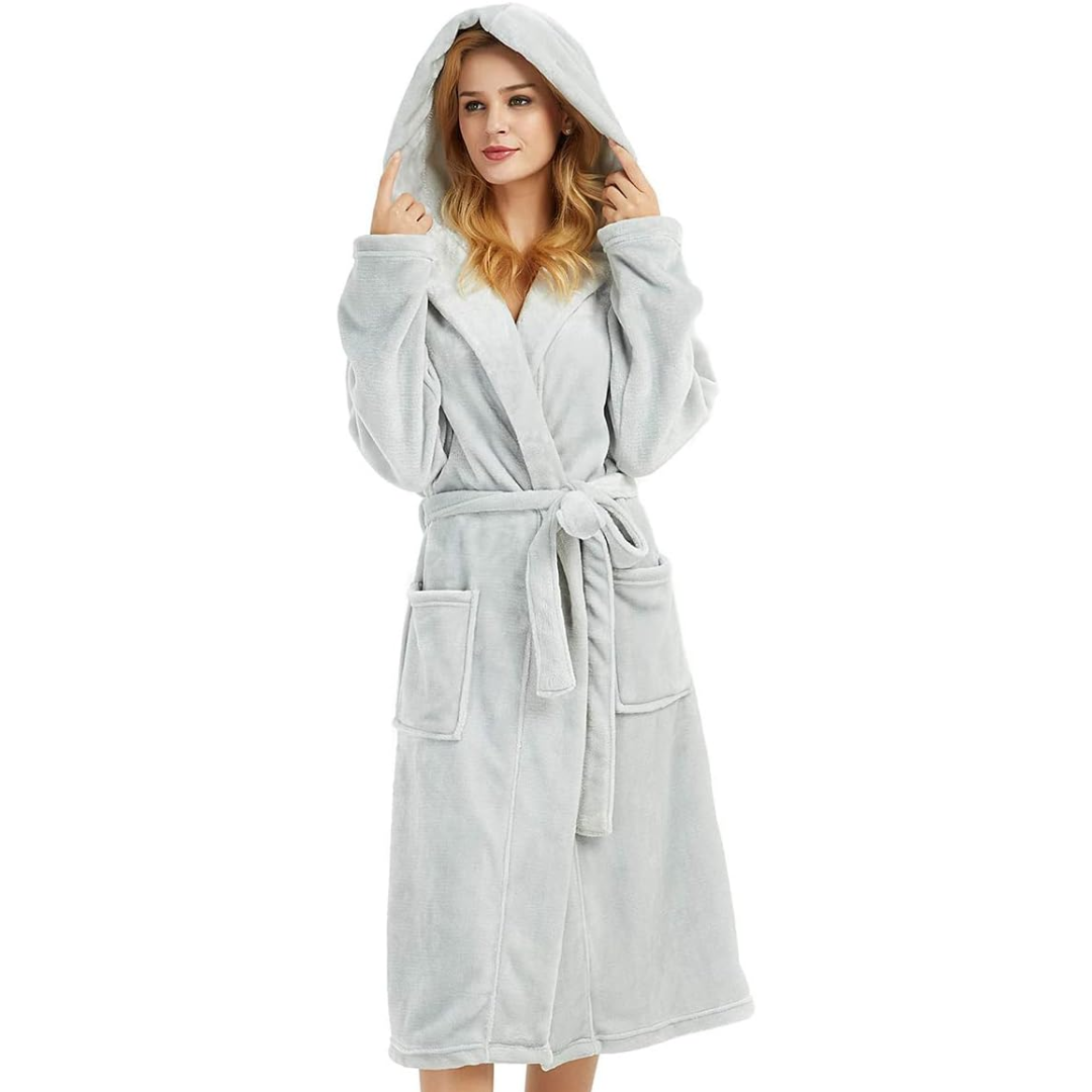 Women's Hooded Fleece Dressing Gown