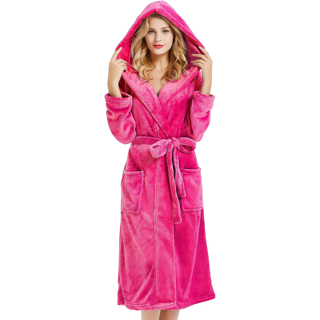Women's Hooded Fleece Dressing Gown