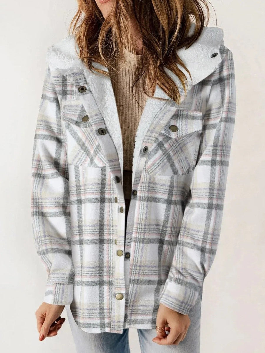 Women's Hooded Plaid Jacket