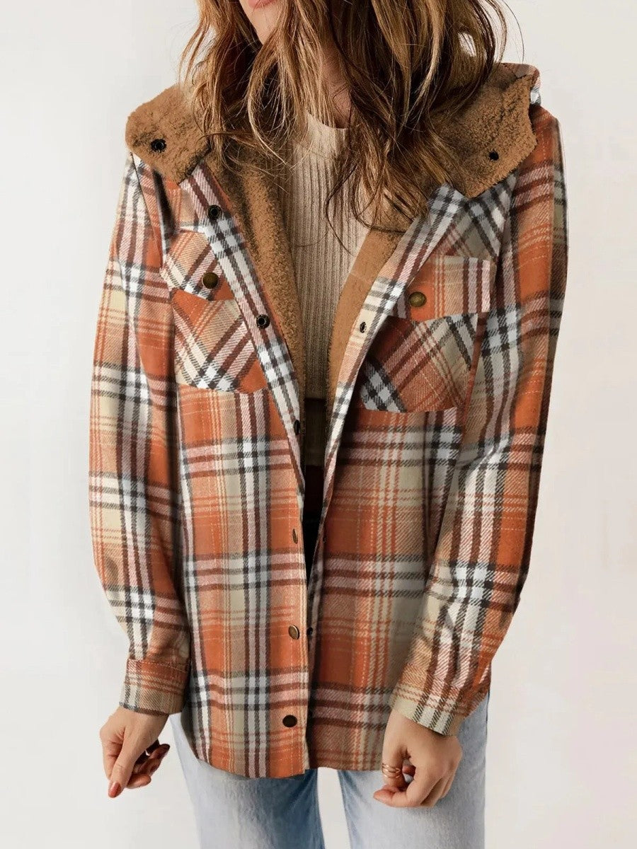 Women's Hooded Plaid Jacket