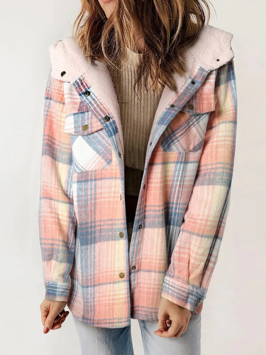 Women's Hooded Plaid Jacket