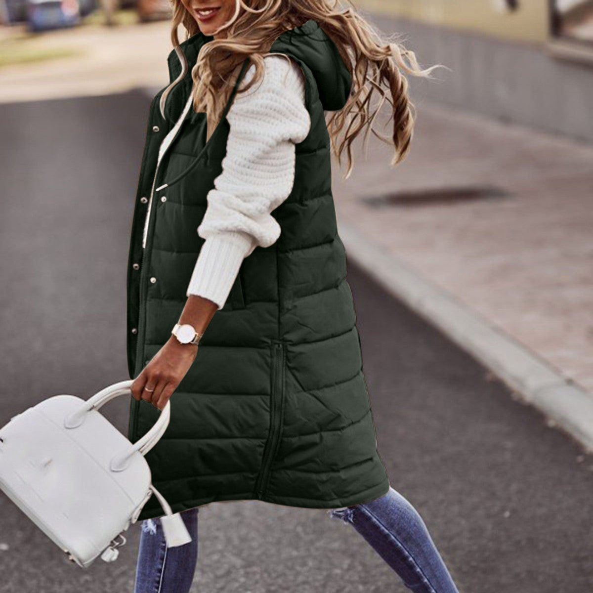 Women's Hooded Quilted Puffer Vest