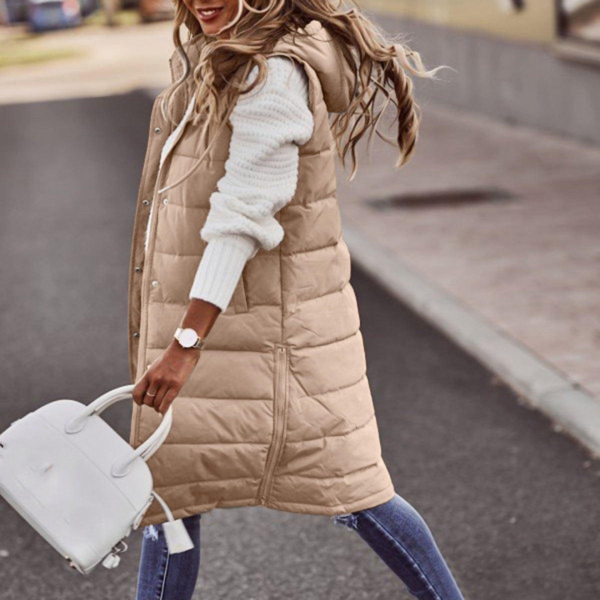 Women's Hooded Quilted Puffer Vest