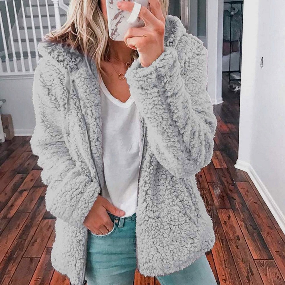 Women's Hooded Zip-Up Casual Jacket
