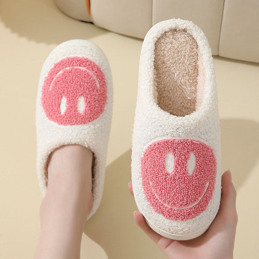 Women's Indoor Slippers with Smiley Face Pattern and Soft Lining