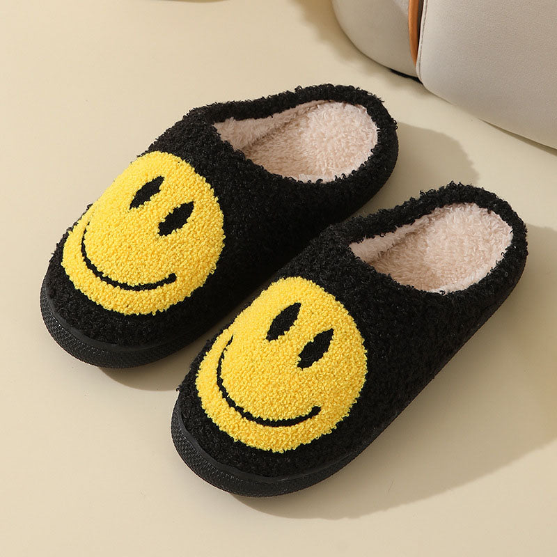 Women's Indoor Slippers with Smiley Face Pattern and Soft Lining