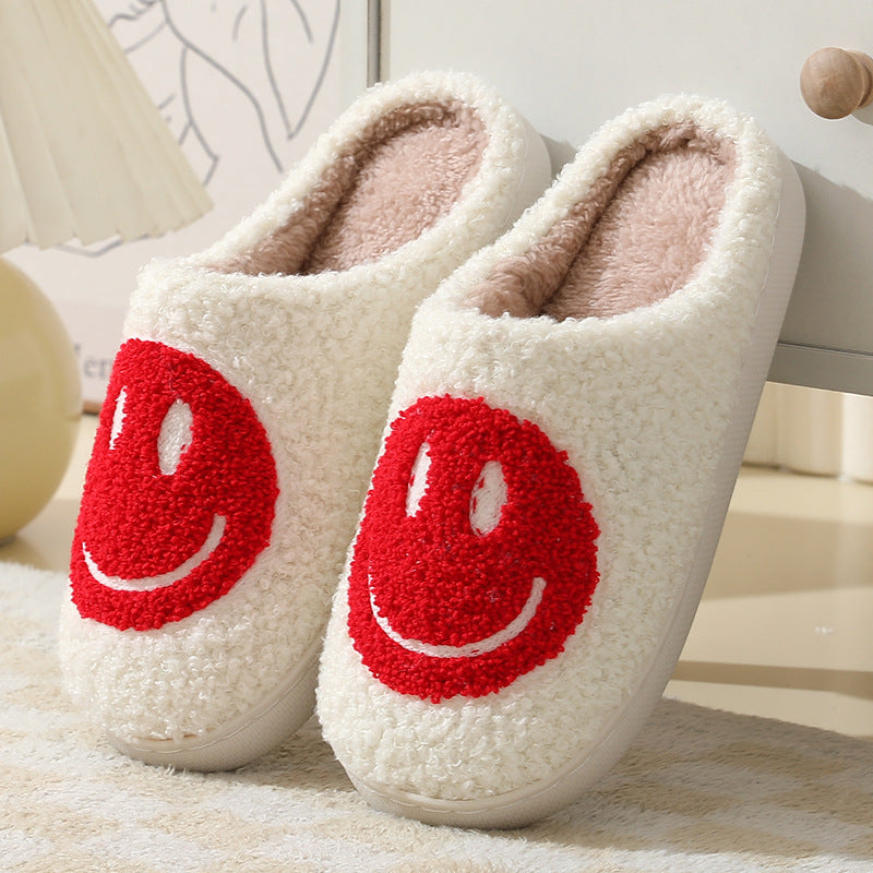 Women's Indoor Slippers with Smiley Face Pattern and Soft Lining