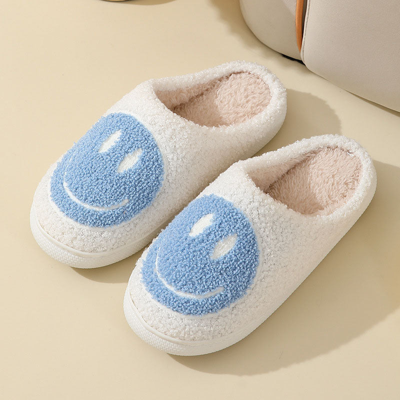 Women's Indoor Slippers with Smiley Face Pattern and Soft Lining