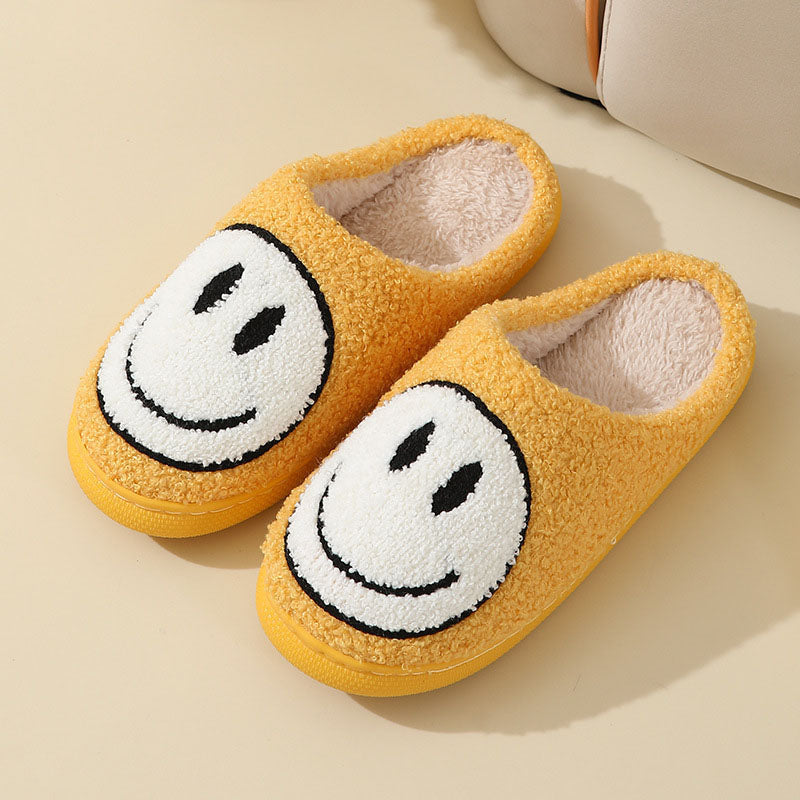 Women's Indoor Slippers with Smiley Face Pattern and Soft Lining