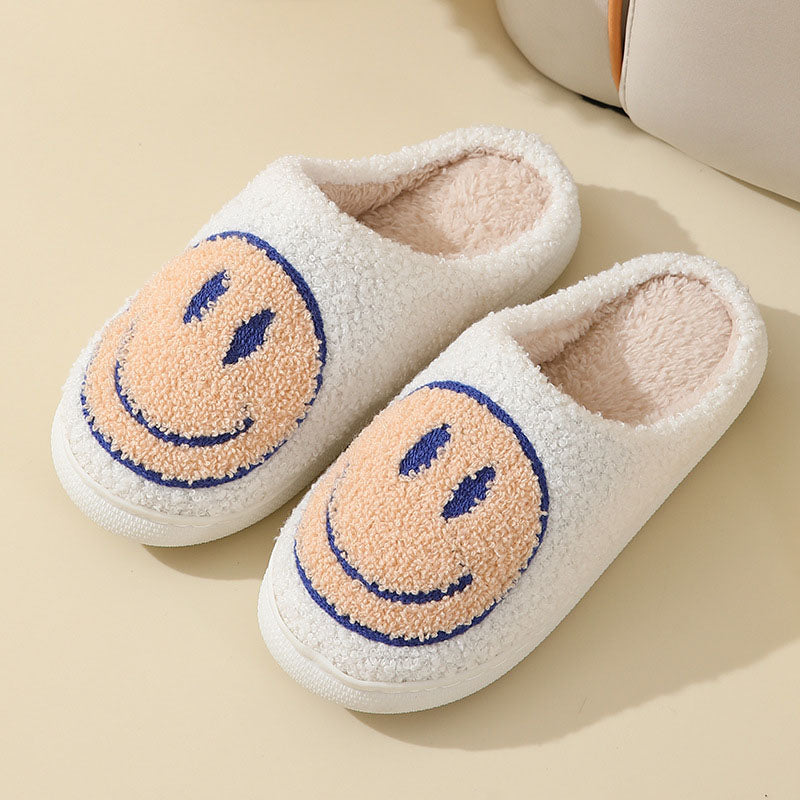 Women's Indoor Slippers with Smiley Face Pattern and Soft Lining