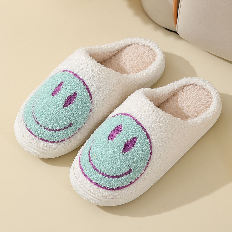 Women's Indoor Slippers with Smiley Face Pattern and Soft Lining