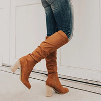 Women's Knee-High Slouch Boots - Side Zipper