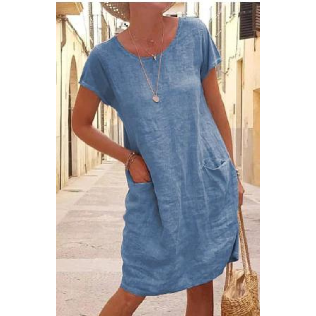 Women's Knee-Length Casual Dress with Pockets