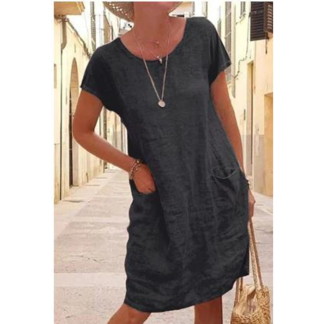 Women's Knee-Length Casual Dress with Pockets