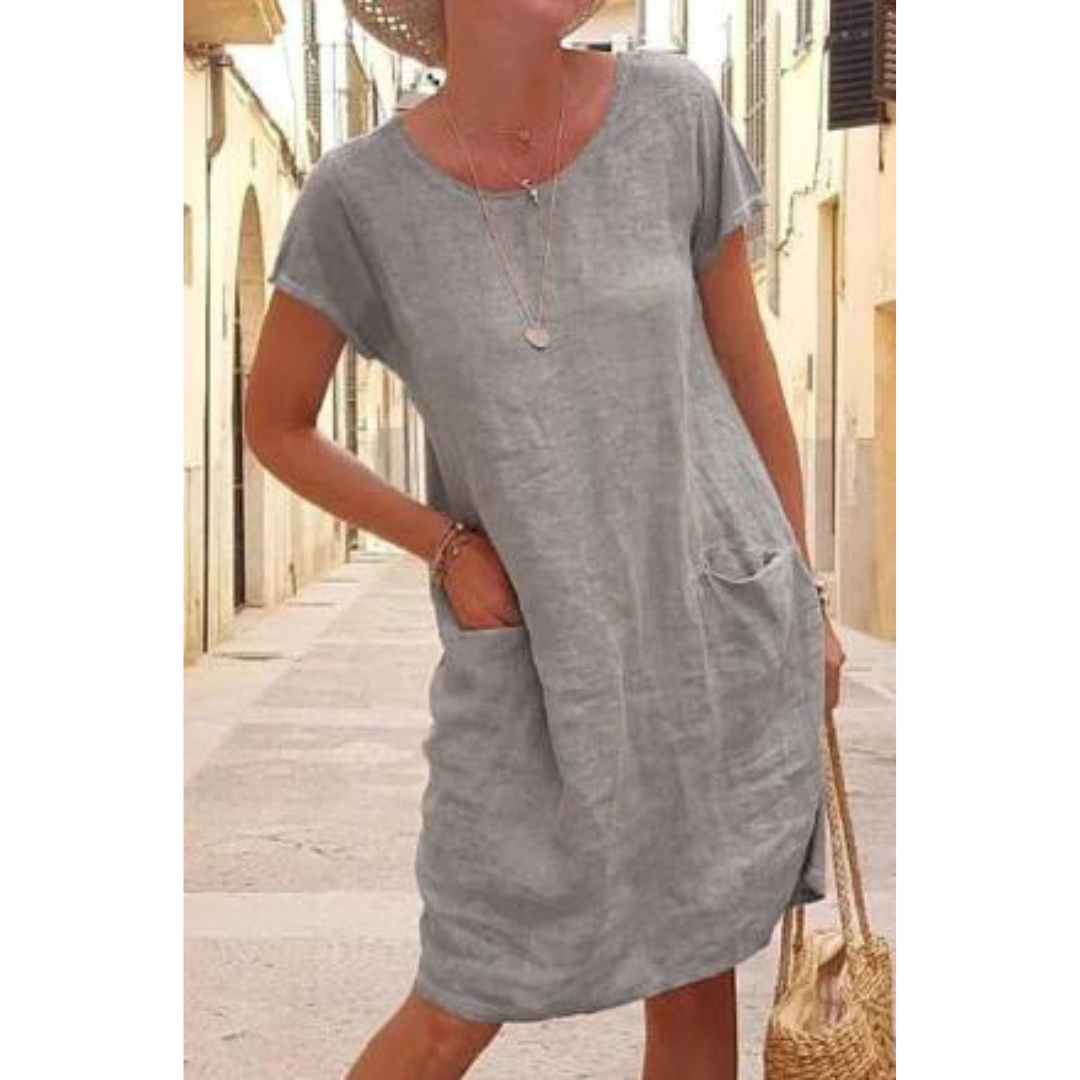 Women's Knee-Length Casual Dress with Pockets