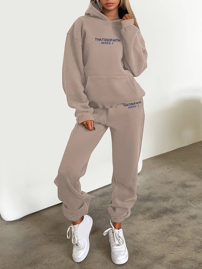 Women's Knit Athleisure Hoodie and Jogger Set