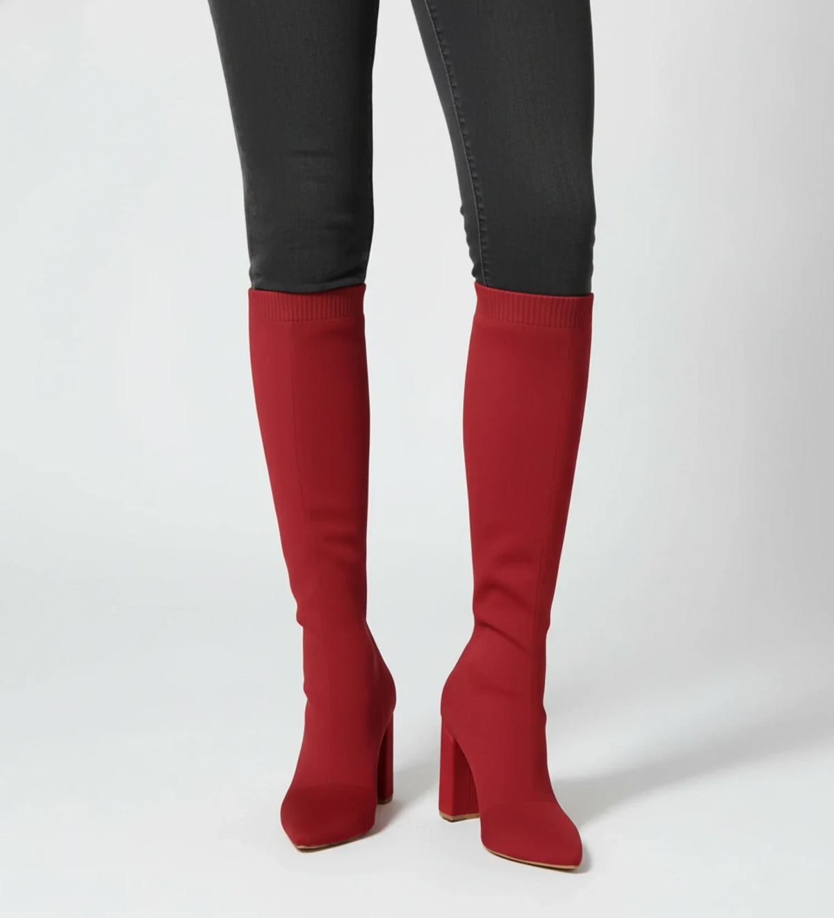 Women's Knit Knee-High Heeled Boots