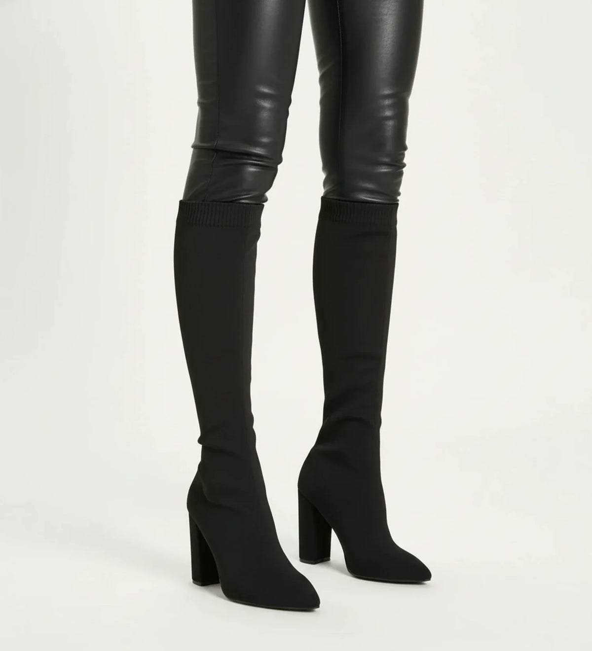 Women's Knit Knee-High Heeled Boots