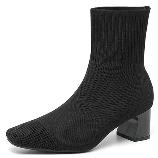 Women's Knit Sock Boots with Heel