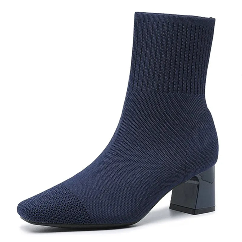 Women's Knit Sock Boots with Heel