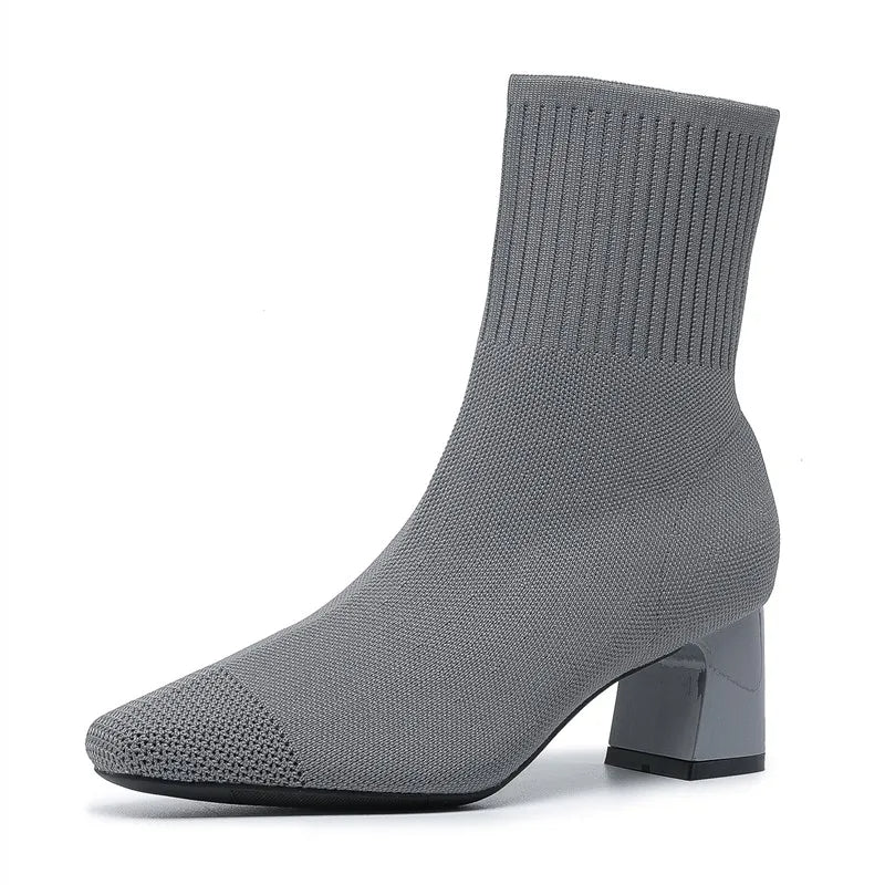 Women's Knit Sock Boots with Heel