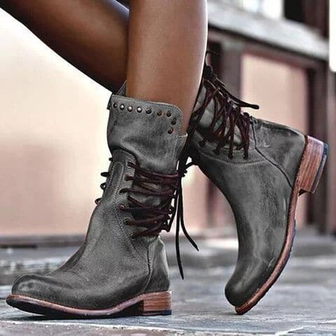 Women's Lace-Up Studded Boots